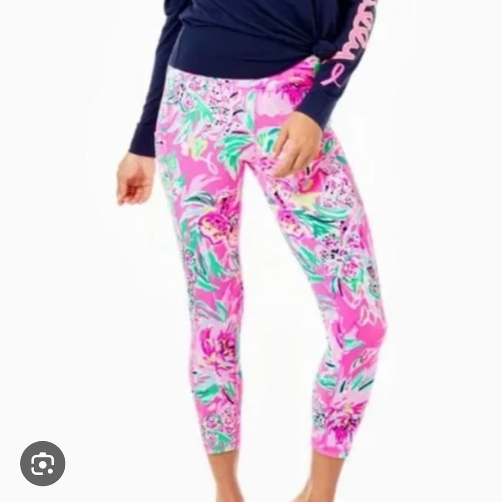 Lilly Pulitzer “Paws for a Cause” Pink & Green Floral Woman’s Leggings Small
